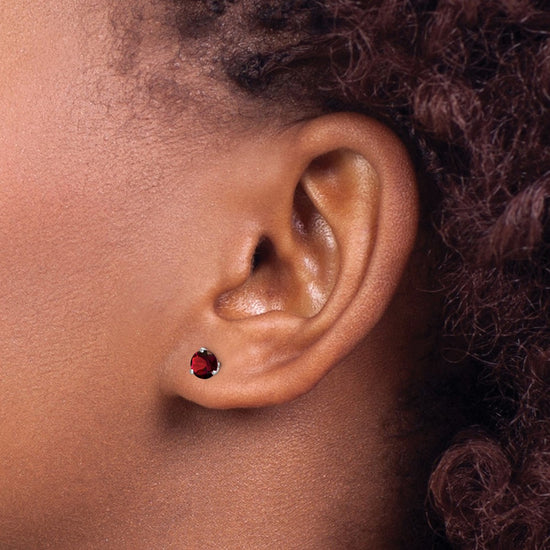 14k White Gold Round Gemstone Earrings