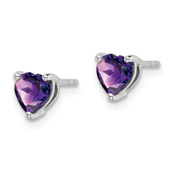 14k White Gold Heart Gemstone Earrings