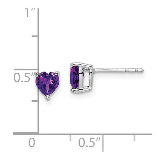 14k White Gold Heart Gemstone Earrings