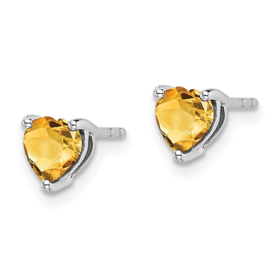 14k White Gold Heart Gemstone Earrings