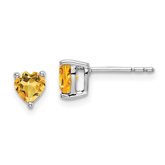 14k White Gold Heart Gemstone Earrings