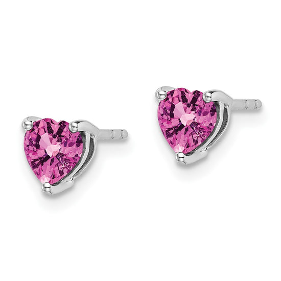 14k White Gold Heart Gemstone Earrings