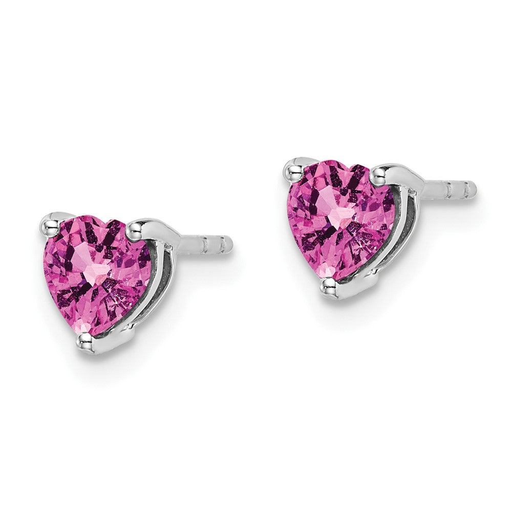 14k White Gold Heart Gemstone Earrings