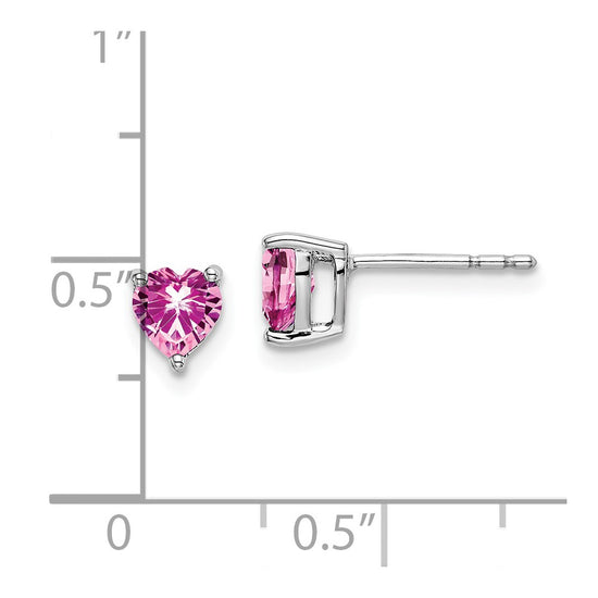 14k White Gold Heart Gemstone Earrings