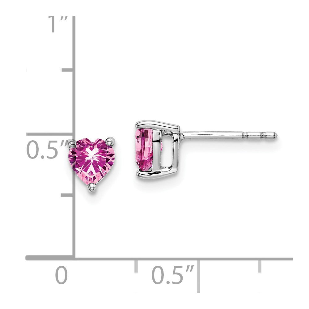 14k White Gold Heart Gemstone Earrings
