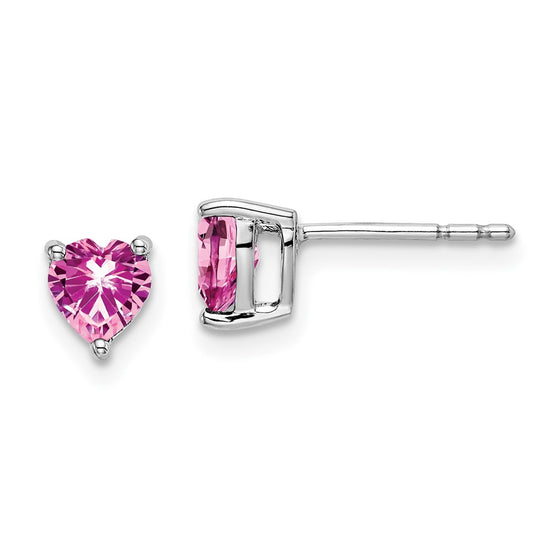 14k White Gold Heart Gemstone Earrings