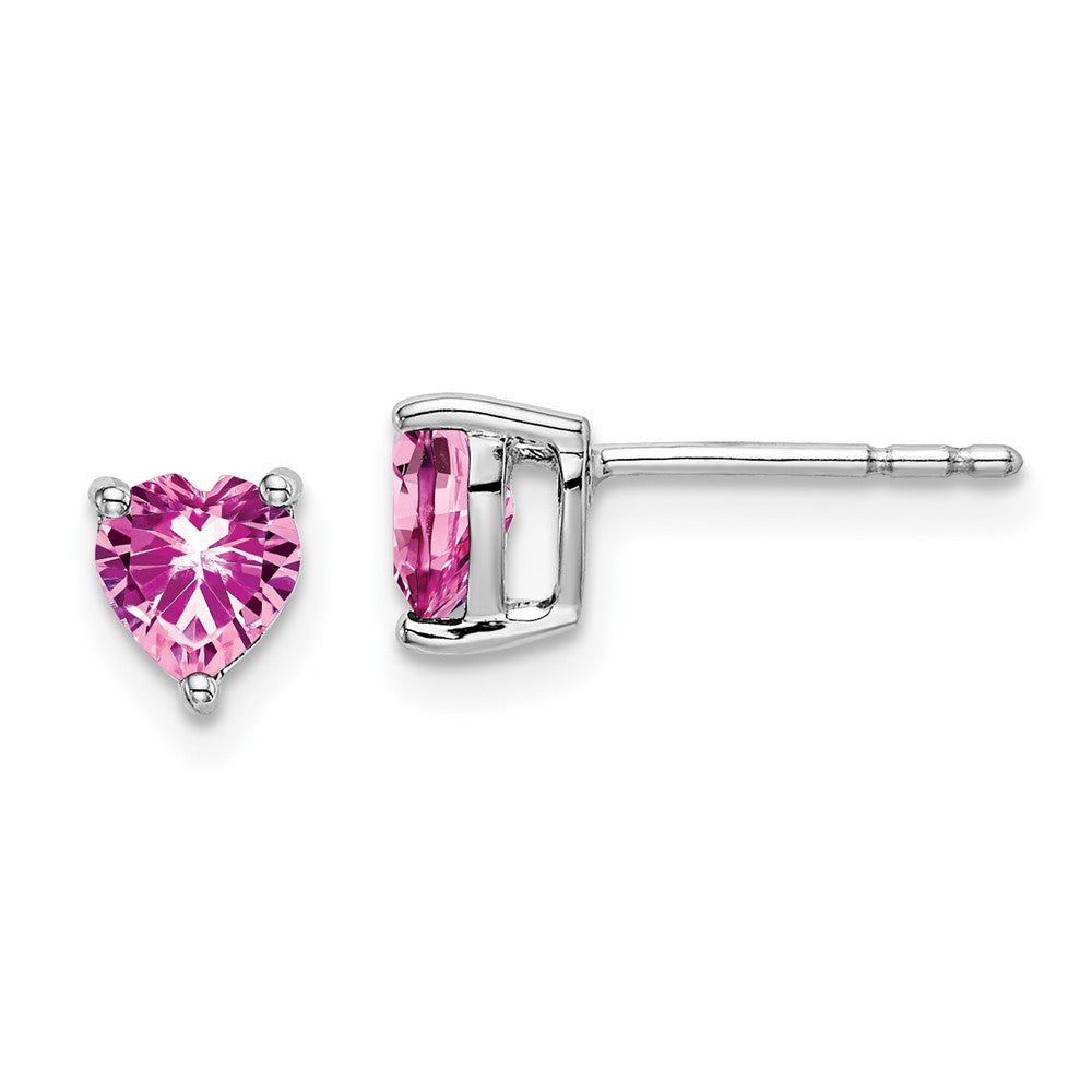 14k White Gold Heart Gemstone Earrings