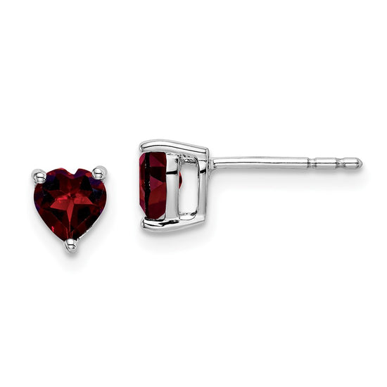 14k White Gold Heart Gemstone Earrings