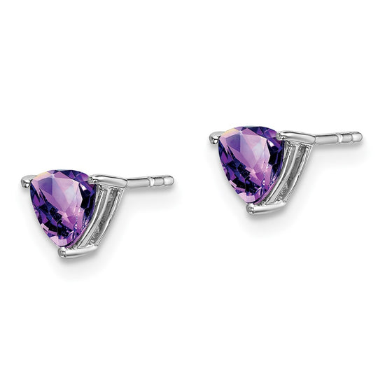 14k White Gold Trillion Gemstone Earrings