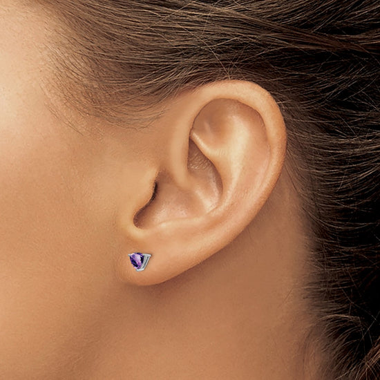 14k White Gold Trillion Gemstone Earrings