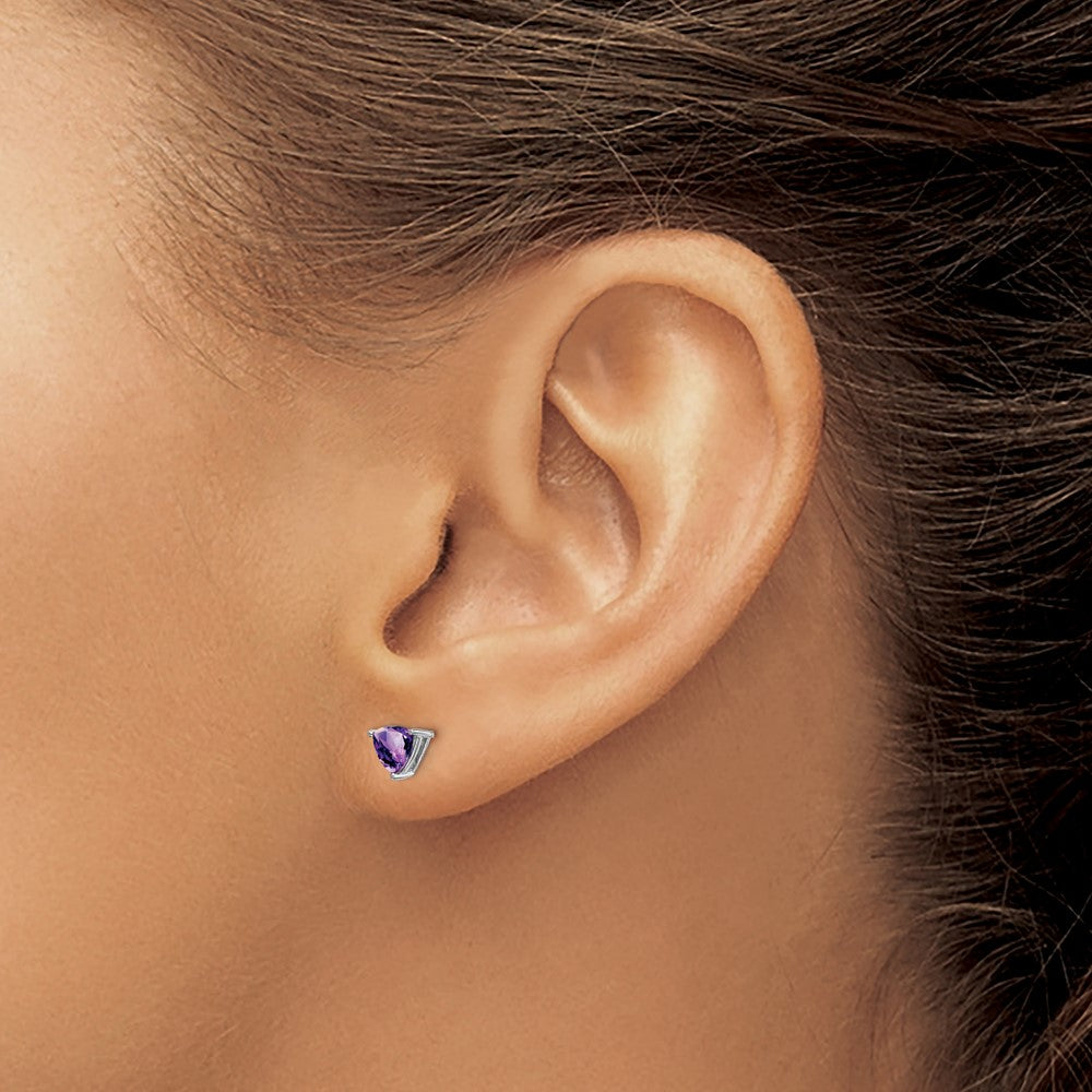 14k White Gold Trillion Gemstone Earrings