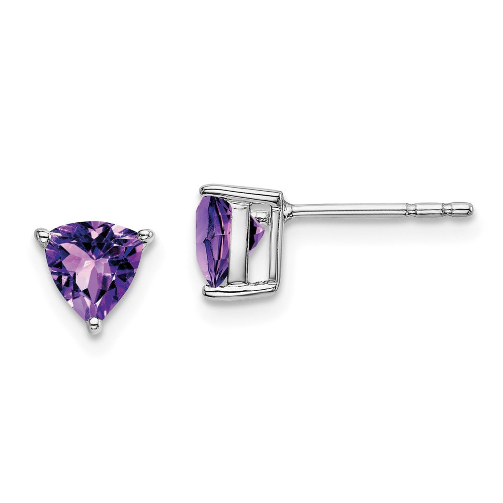 14k White Gold Trillion Gemstone Earrings
