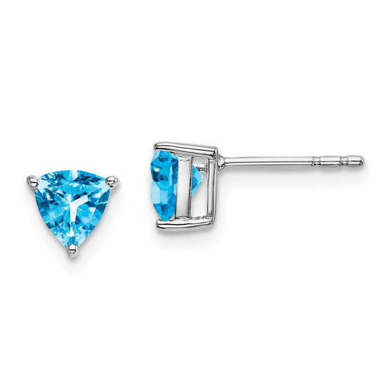 14k White Gold Trillion Gemstone Earrings