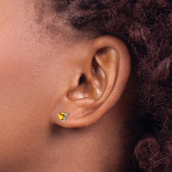 14k White Gold Trillion Gemstone Earrings