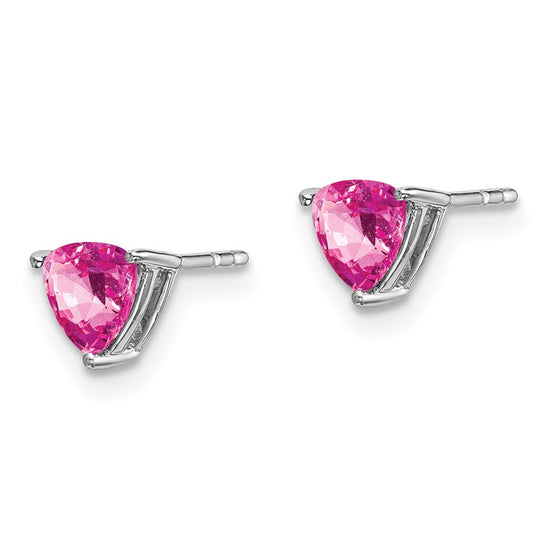 14k White Gold Trillion Gemstone Earrings