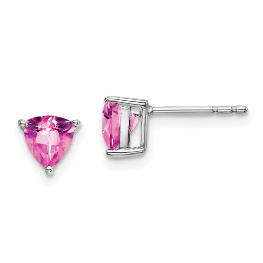 14k White Gold Trillion Gemstone Earrings