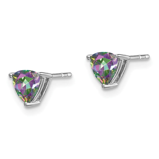 14k White Gold Trillion Gemstone Earrings