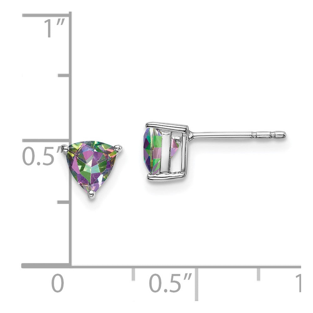 14k White Gold Trillion Gemstone Earrings
