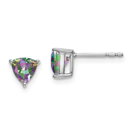 14k White Gold Trillion Gemstone Earrings