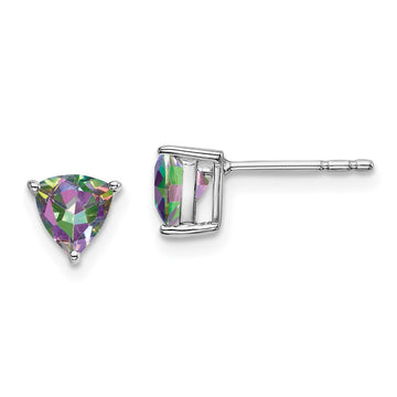 14k White Gold Trillion Gemstone Earrings