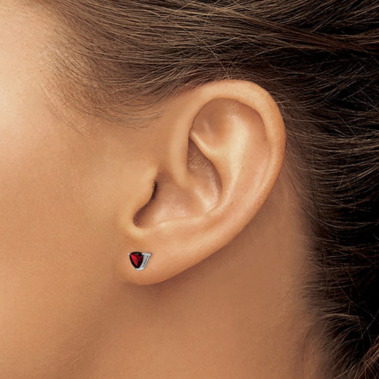 14k White Gold Trillion Gemstone Earrings