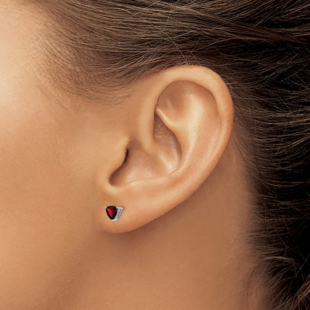 14k White Gold Trillion Gemstone Earrings