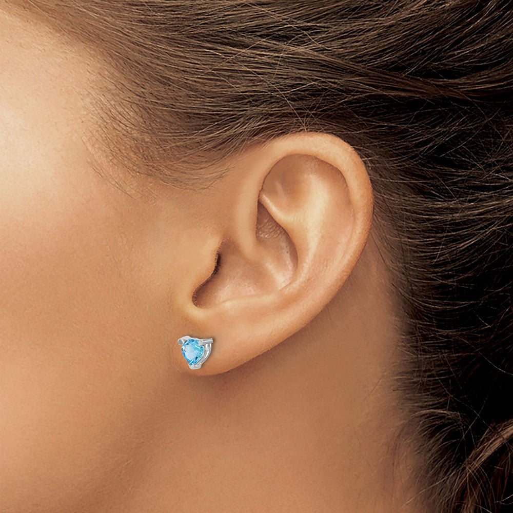 14k White Gold Heart Gemstone Earrings