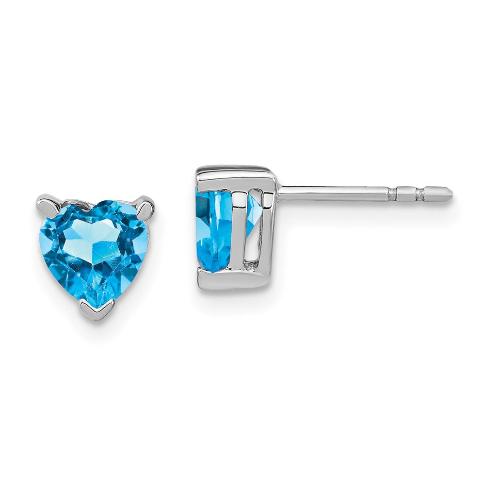 14k White Gold Heart Gemstone Earrings