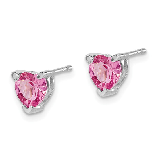 14k White Gold Heart Gemstone Earrings