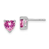 14k White Gold Heart Gemstone Earrings