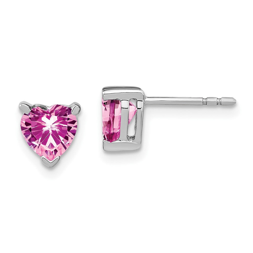 14k White Gold Heart Gemstone Earrings