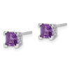 14k White Gold Square Gemstone Earrings