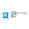 14k White Gold Square Gemstone Earrings