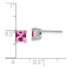 14k White Gold 5mm Princess Lab Created Pink Sapphire Post Earrings