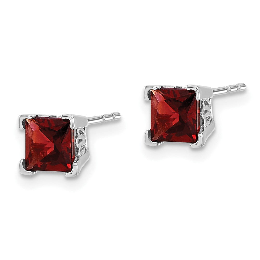 14k White Gold Square Gemstone Earrings