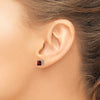 14k White Gold Square Gemstone Earrings