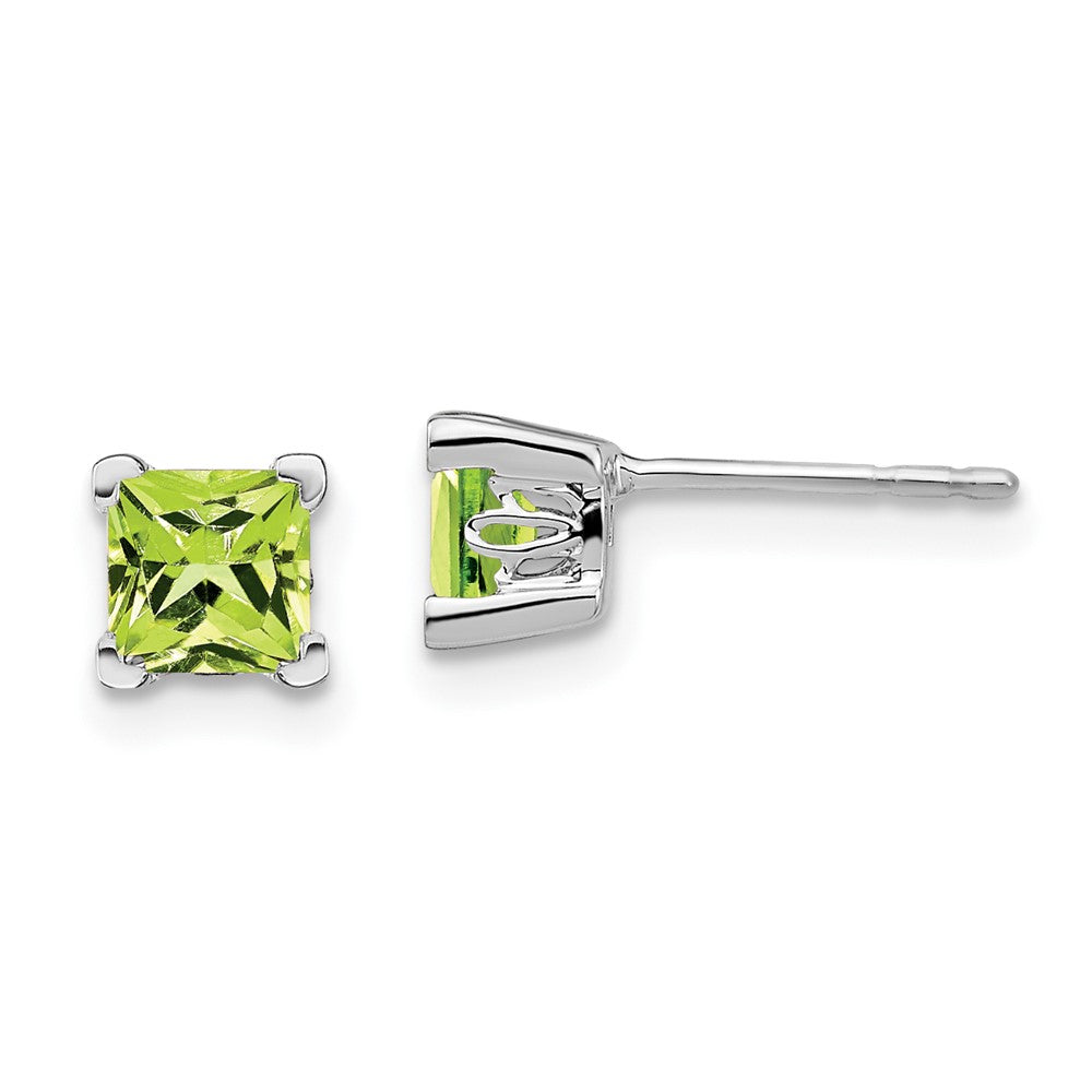 14k White Gold Square Gemstone Earrings