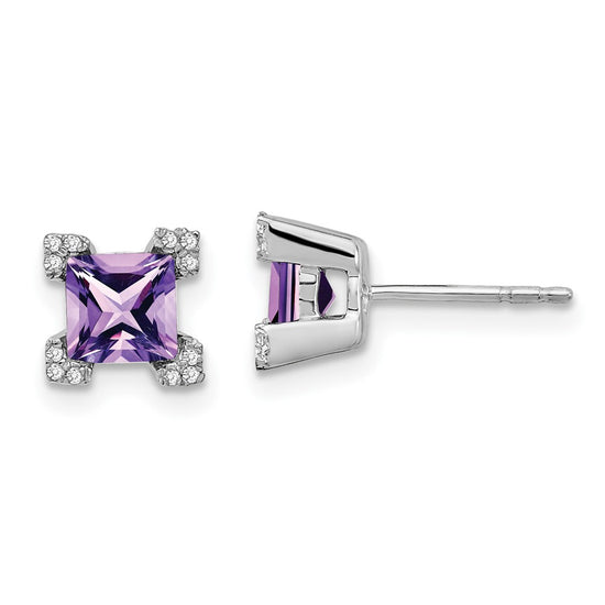 Princess Gemstone and Diamond Earrings