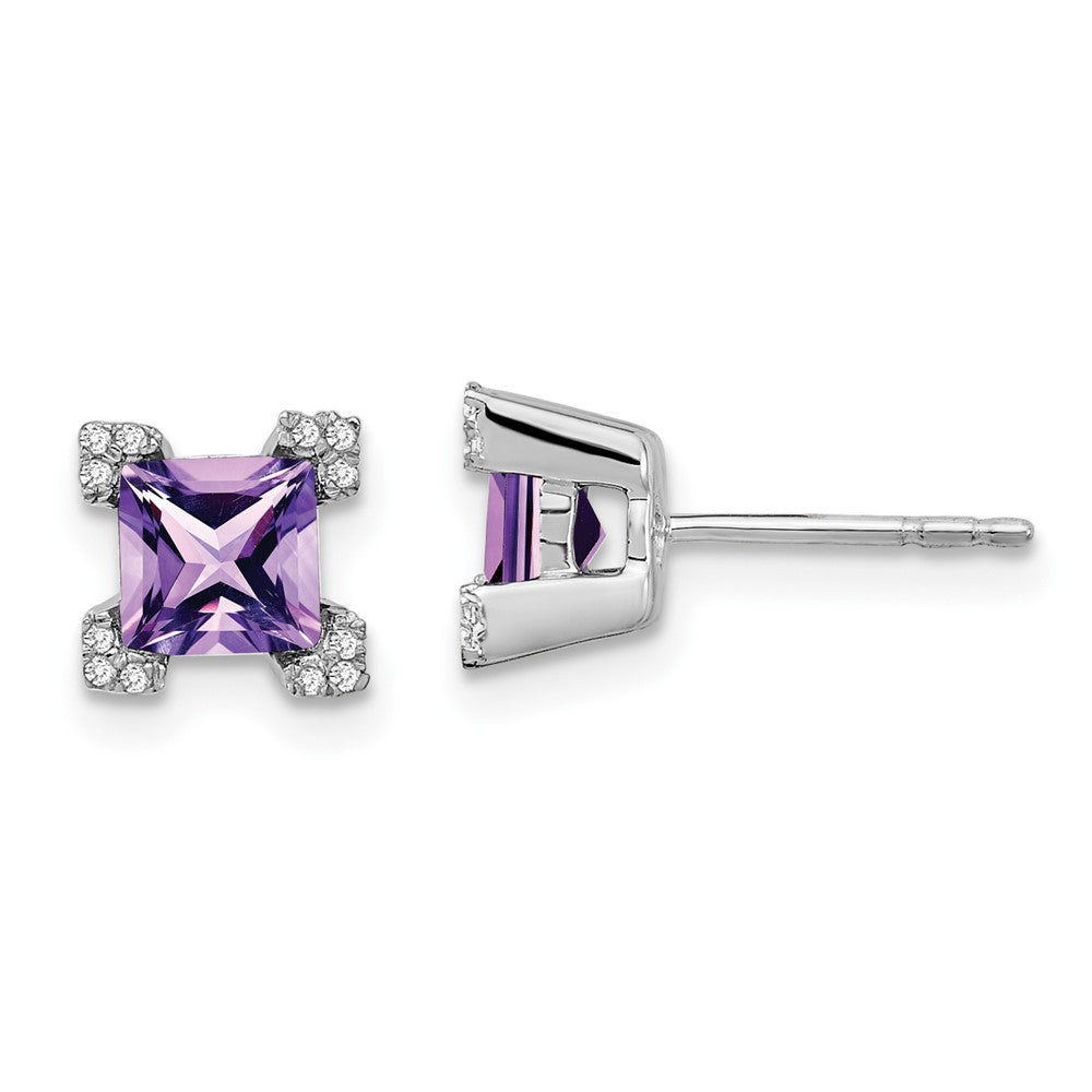 Princess Gemstone and Diamond Earrings