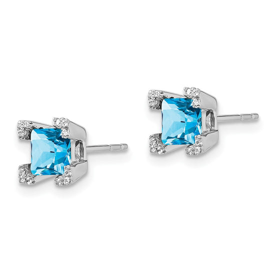 Princess Gemstone and Diamond Earrings
