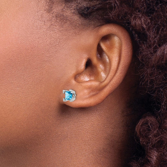 Princess Gemstone and Diamond Earrings