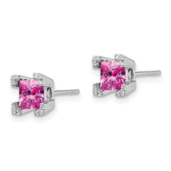 Princess Gemstone and Diamond Earrings