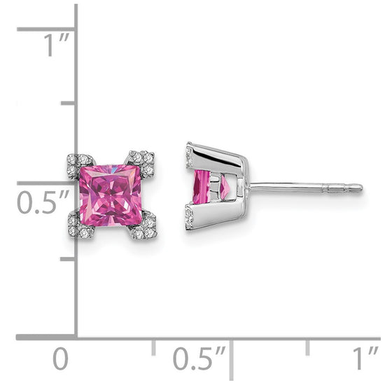 Princess Gemstone and Diamond Earrings