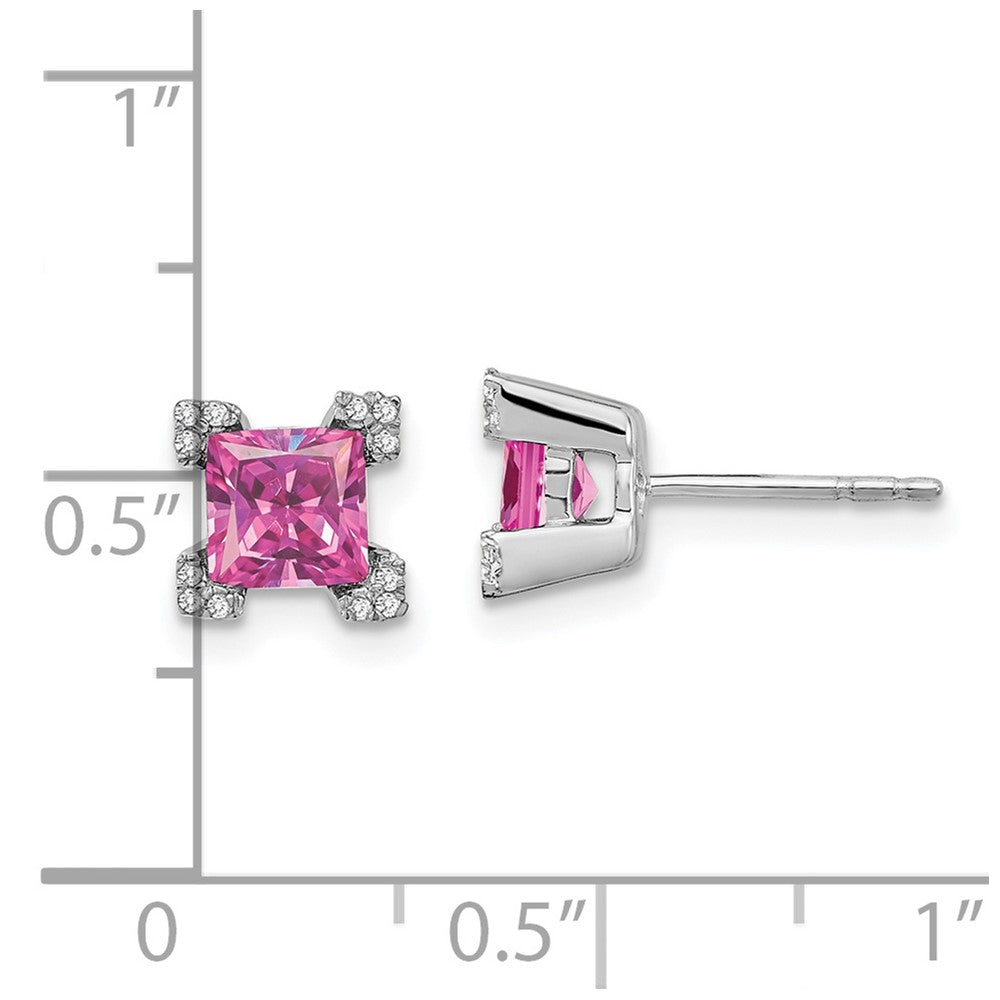 Princess Gemstone and Diamond Earrings