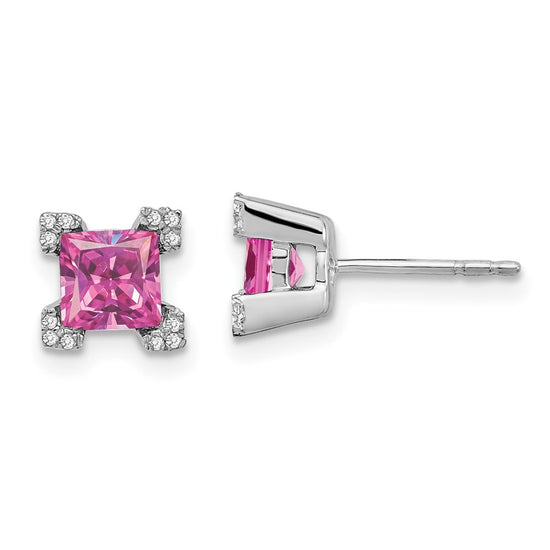 Princess Gemstone and Diamond Earrings