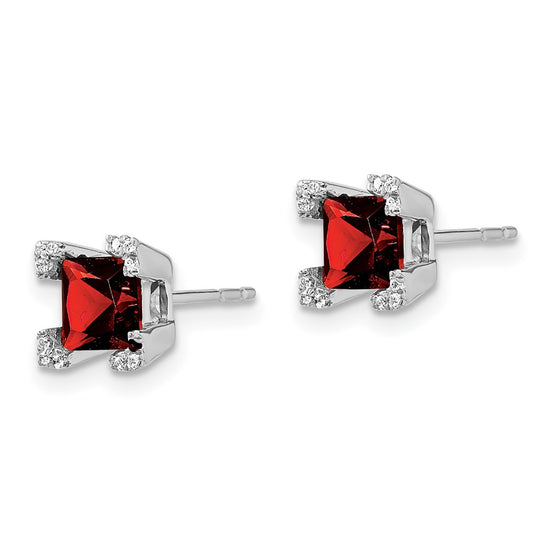 Princess Gemstone and Diamond Earrings