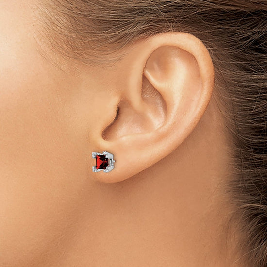Princess Gemstone and Diamond Earrings