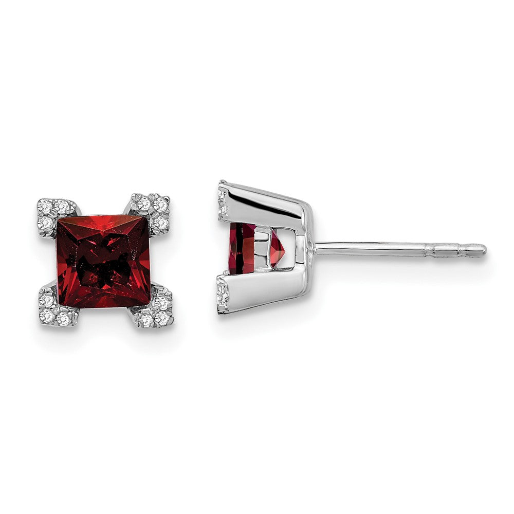 Princess Gemstone and Diamond Earrings