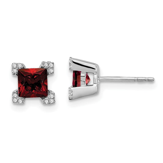 Princess Gemstone and Diamond Earrings