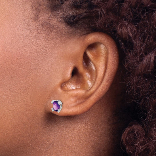 Oval Gemstone and Diamond Earrings